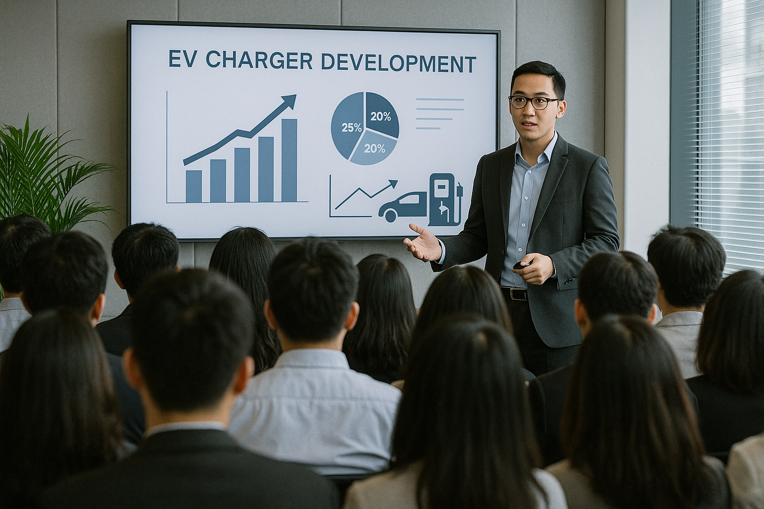 A team of professionals strategizing around a whiteboard